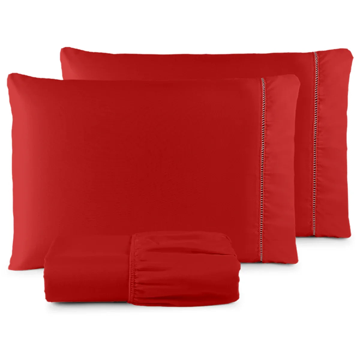 Conjunto de Lençóis QUEEN 3 Peças - 400 Fios Micropercale com Ponto Palito