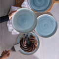 Conjunto de Pratos Caoba Azul – 8 Peças em Cerâmica para Mesa Posta Elegante