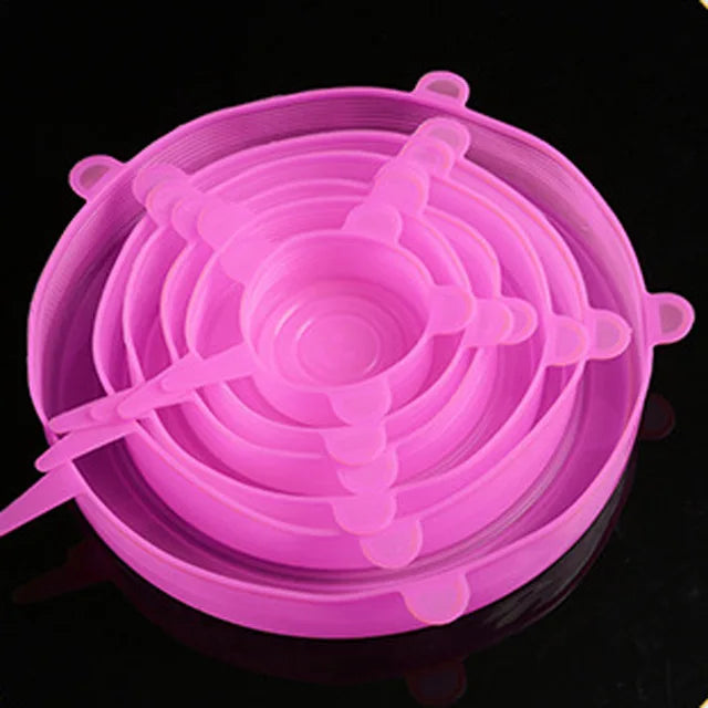 kit 6 Tampa de Silicone Elástica Ajustável  e Pratica para Sua Cozinha!