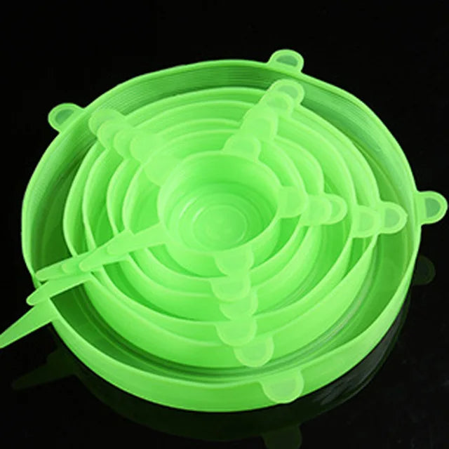 kit 6 Tampa de Silicone Elástica Ajustável  e Pratica para Sua Cozinha!