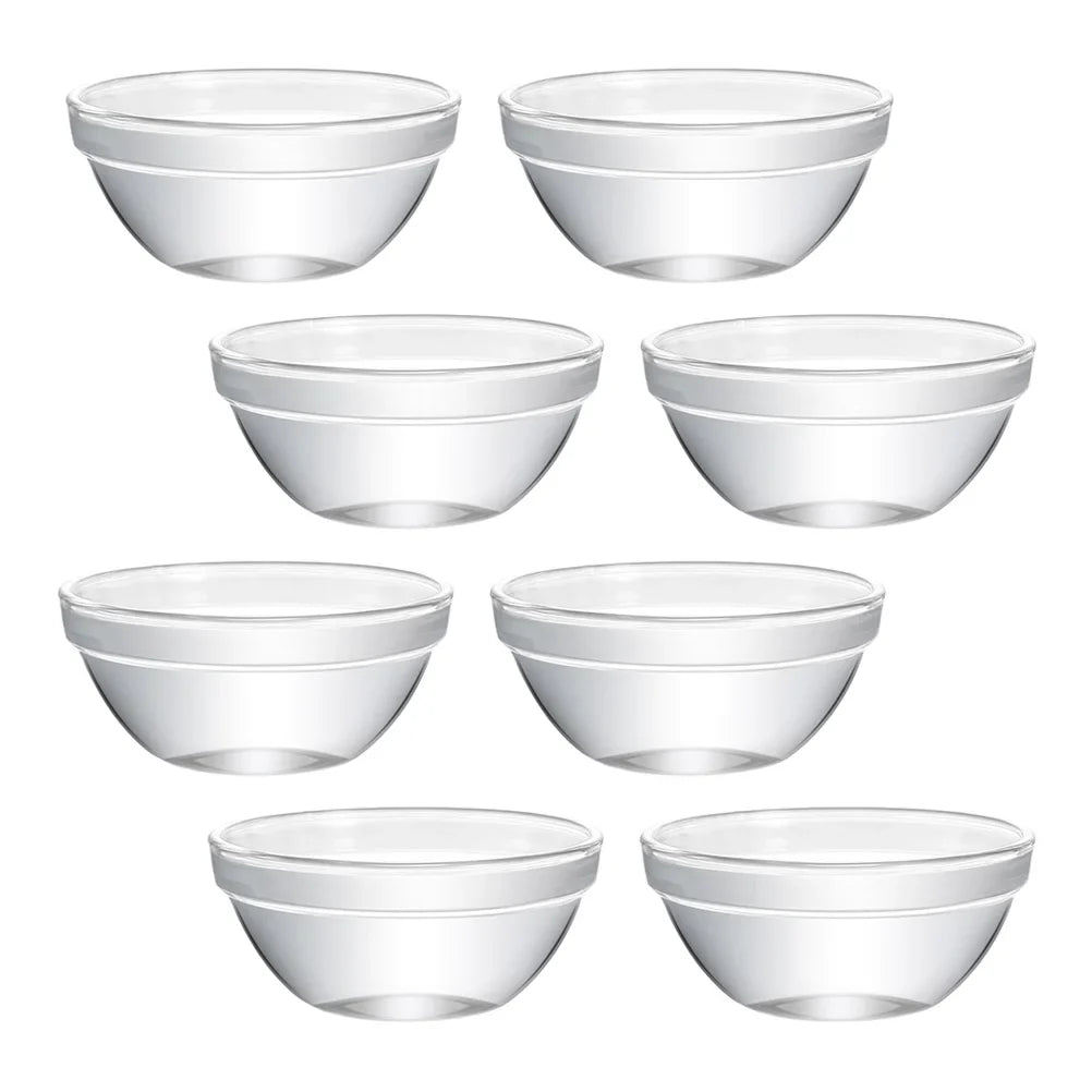 Conjunto de 8 Tigelas de Vidro Transparente - Elegância e Versatilidade para Sua Cozinha