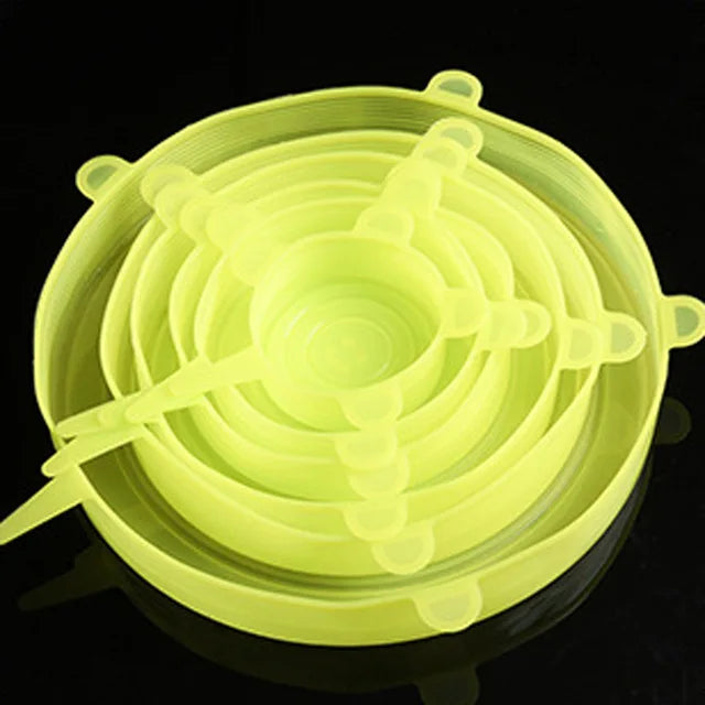 kit 6 Tampa de Silicone Elástica Ajustável  e Pratica para Sua Cozinha!