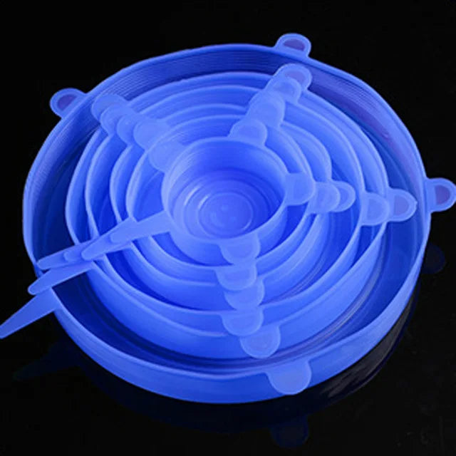 kit 6 Tampa de Silicone Elástica Ajustável  e Pratica para Sua Cozinha!