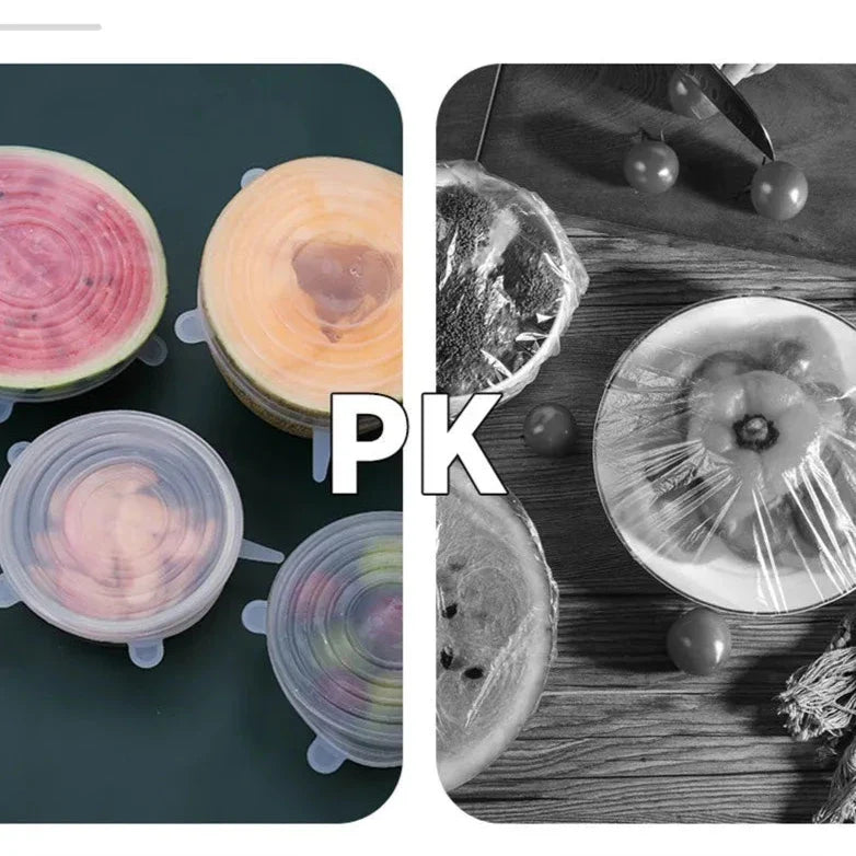 kit 6 Tampa de Silicone Elástica Ajustável  e Pratica para Sua Cozinha!