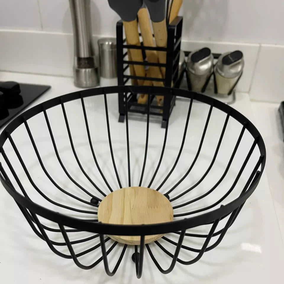 Fruteira de Mesa Rústica em Ferro e Bambu – Multiuso Elegante