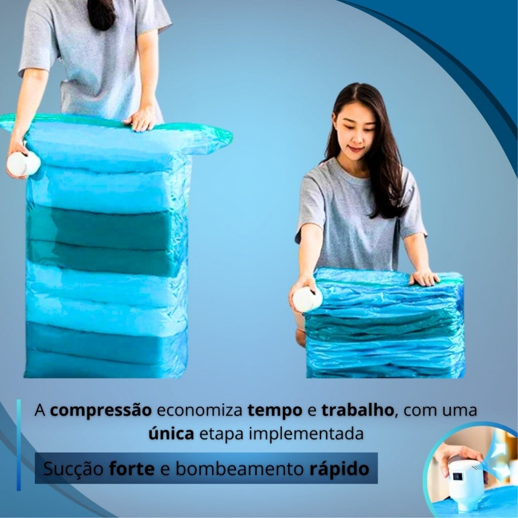 Kit Compact Premium – 5 Sacos a Vácuo + Bomba Elétrica