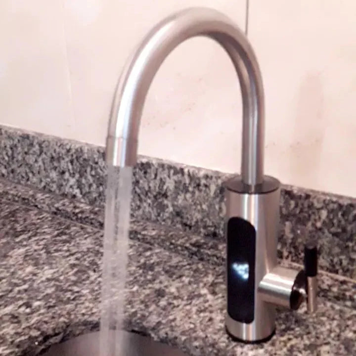 Torneira Elétrica para Cozinha – Com Visor de Temperatura, Regulagem e Giro 360° em Aço Inoxidável